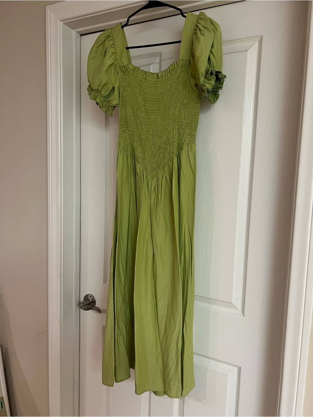 Cider Light Green Dress with Puff Sleeves